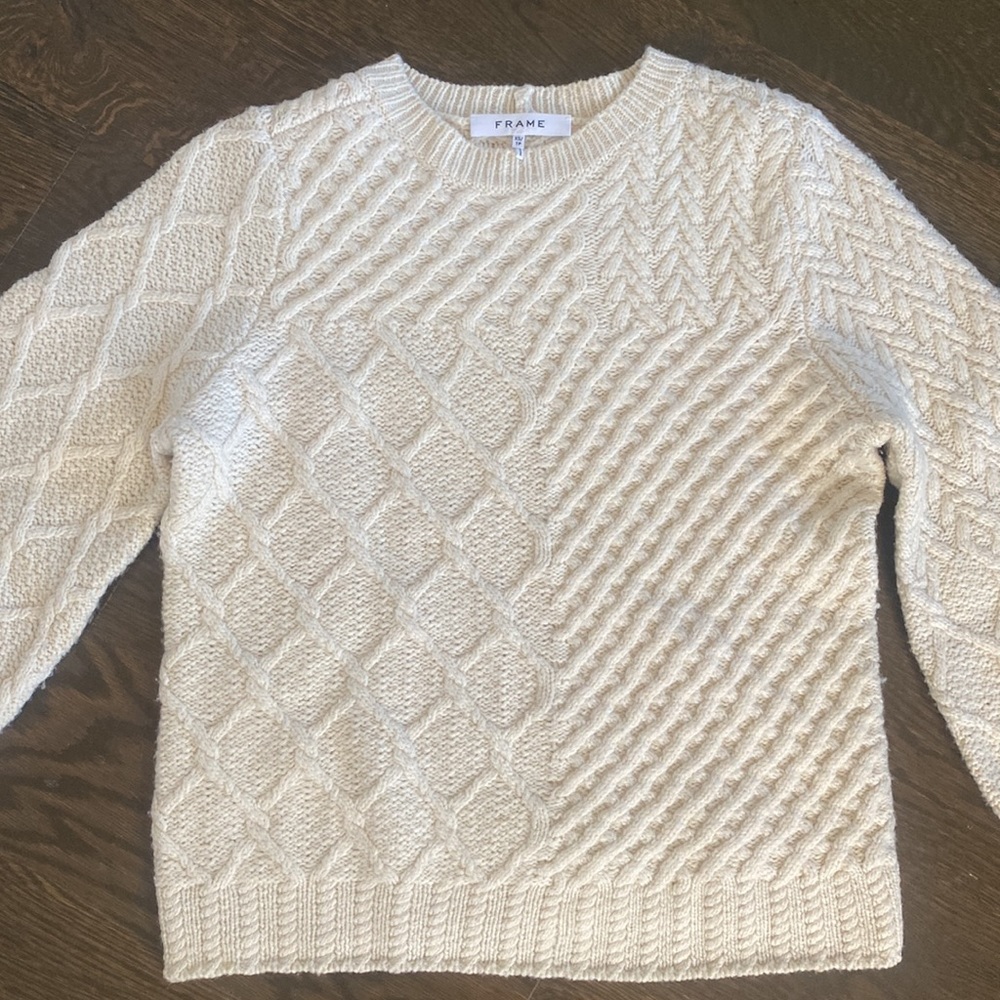 FRAME DENIM Patchwork Cable Crewneck - XS - good condition, gently worn